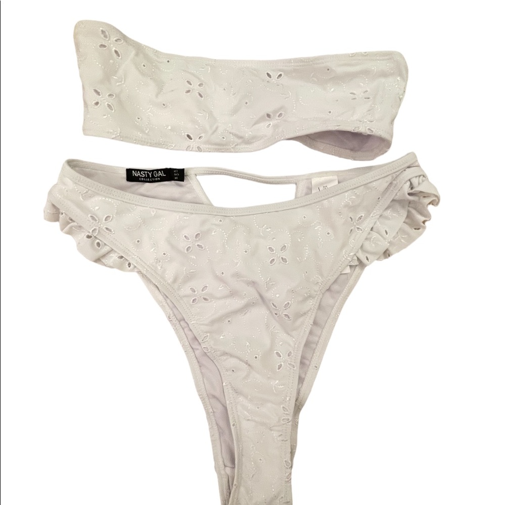 Nasty Gal | Two piece high waisted swimsuit  | Color: White  | Size: Small